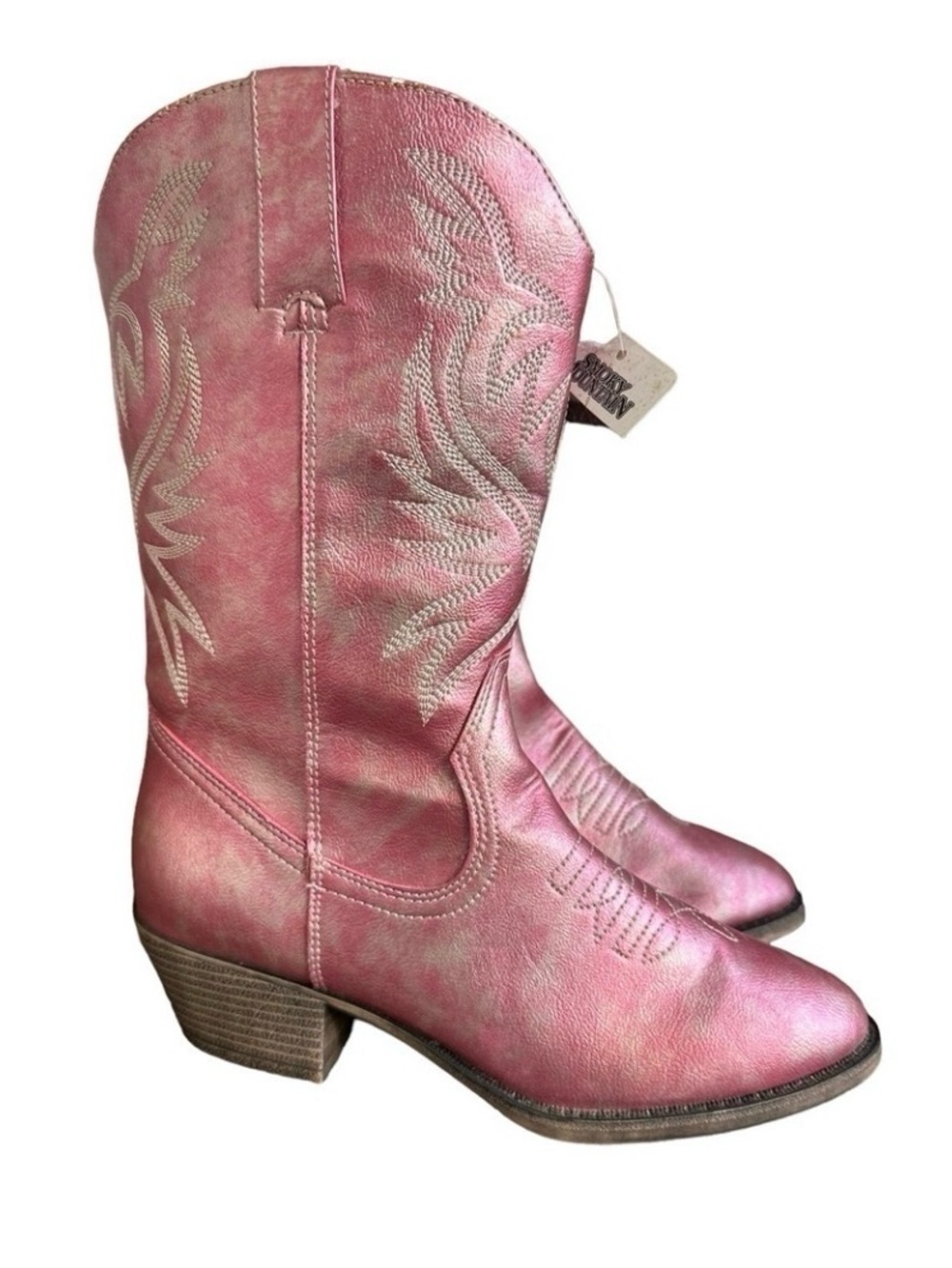 Smoky Mountain pink metallic cowboy boot big girls size 5.5 fits 7.5 woman NWT